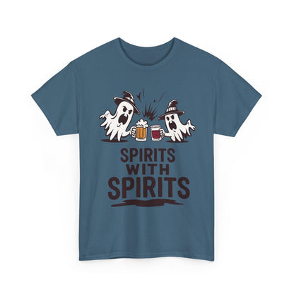 Spirits With Spirits Men's T-Shirt, Funny Ghost Drinking Halloween Party Graphic Tee