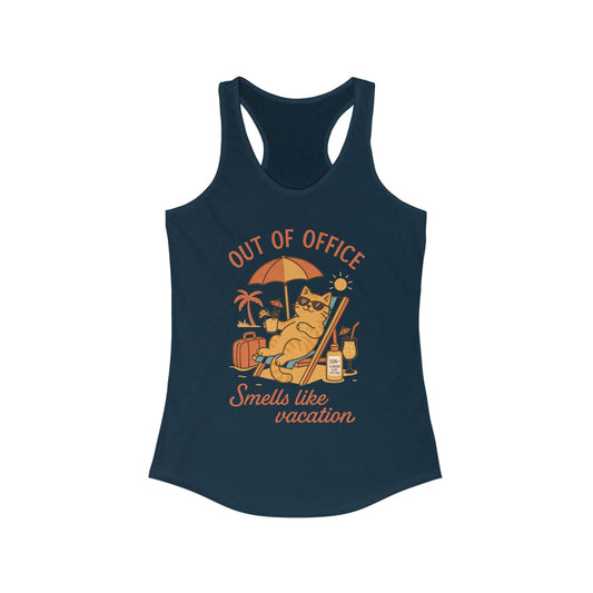 Cat Womens Tank, Funny Vacation Tee with Cool Cat, Summer Beach Relax Shirt, Gift for Her, Funny Cat Lover Gift, Summer Apparel Tank Top