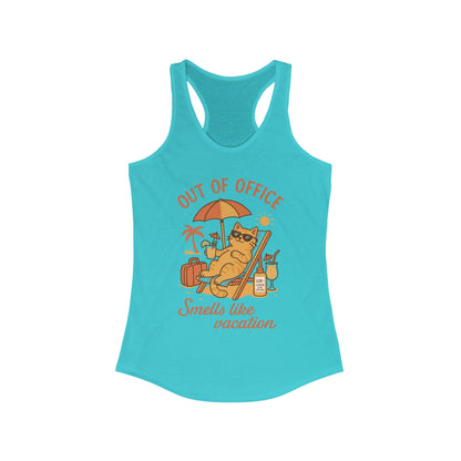 Cat Womens Tank, Funny Vacation Tee with Cool Cat, Summer Beach Relax Shirt, Gift for Her, Funny Cat Lover Gift, Summer Apparel Tank Top