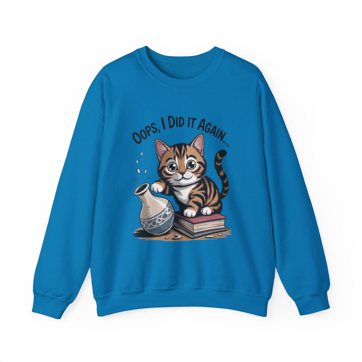 Cute Cat Oops! I Did It Again Sweatshirt, Funny Pet Lover Gift, Cozy Crewneck for Cat Moms, Purrfect for Birthdays, Casual Wear