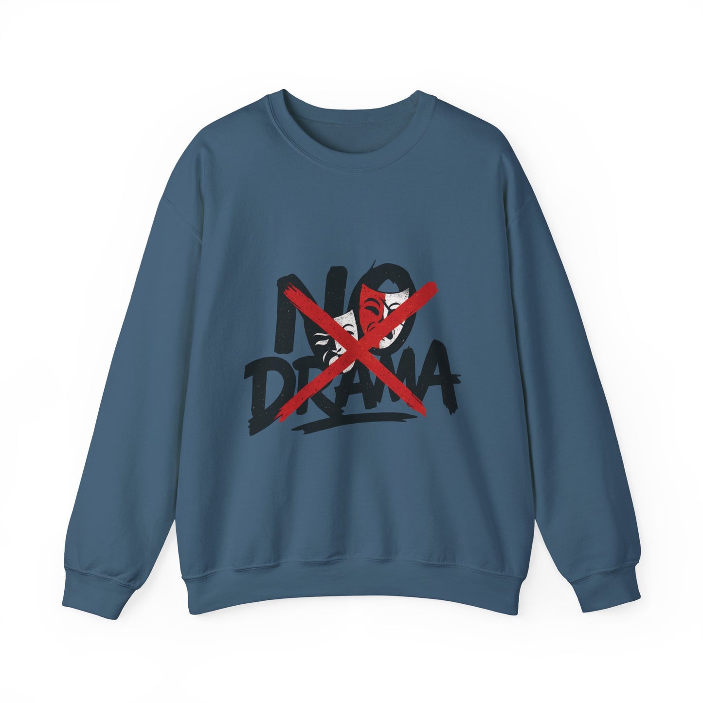 No Drama Mens Crewneck Sweatshirt, Casual Everyday Wear, Gift for Friends, Relaxed Vibes, Comfortable Fashion