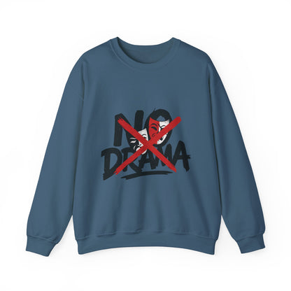 No Drama Mens Crewneck Sweatshirt, Casual Everyday Wear, Gift for Friends, Relaxed Vibes, Comfortable Fashion