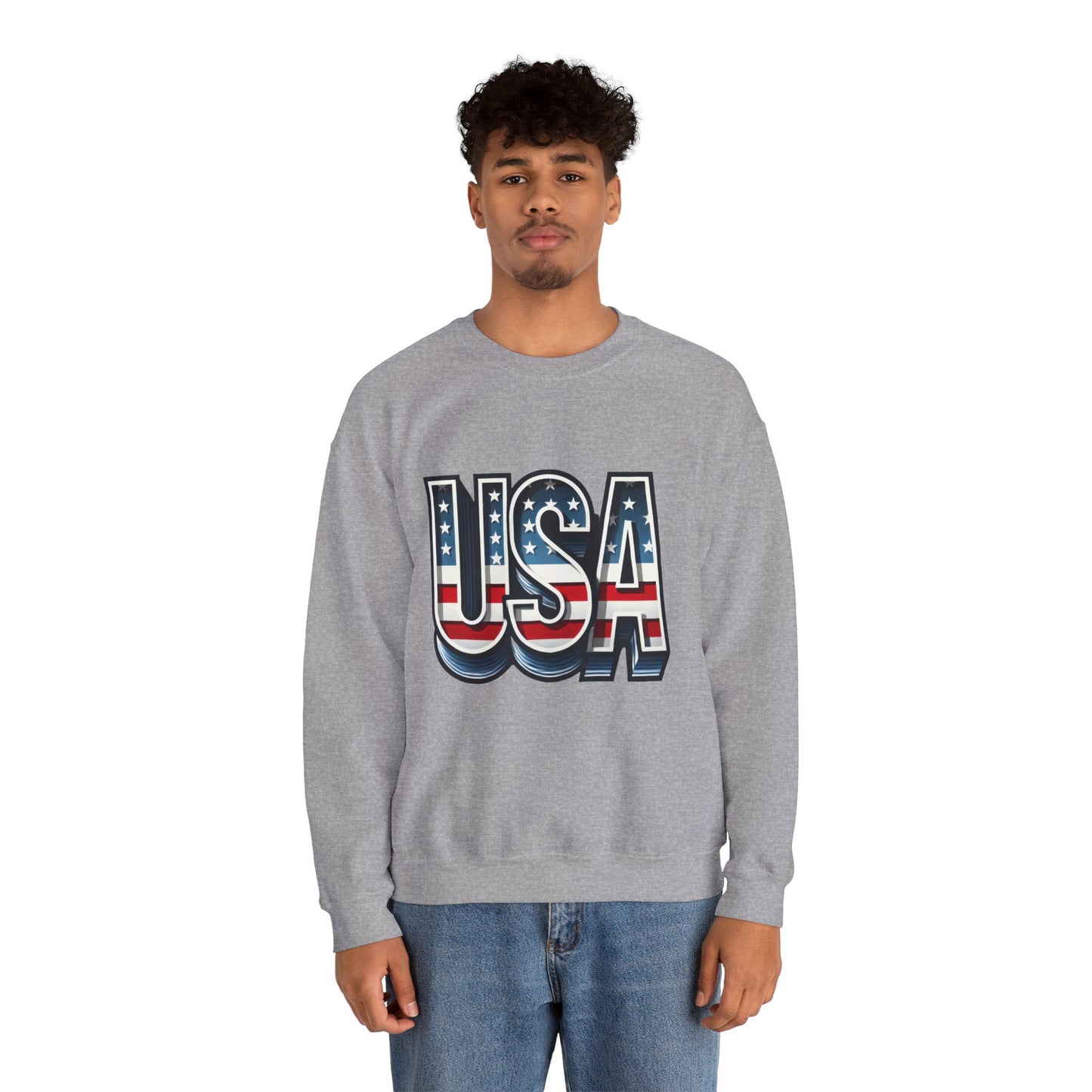 USA Patriotic Crewneck Sweatshirt for All Seasons, Cozy Sweatshirt for Independence Day, Casual Wear, Gift for Friends and Family