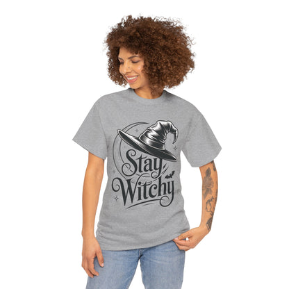 Stay Witchy Gothic Moon Witch Hat Women's T-Shirt, Minimalist Halloween Witchy Graphic Tee