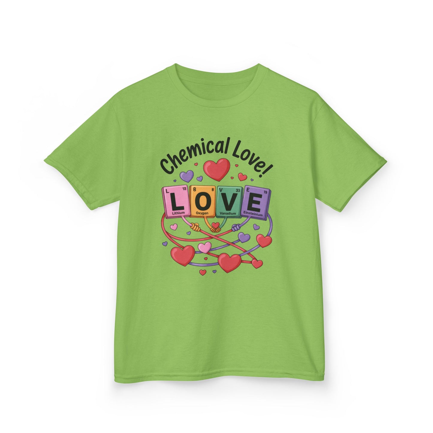 Kids Love Chemistry Girl Tee - Cute Gift for Science Lovers, Valentine's Day, Fun Classroom Wear, Adorable Kids Shirt, Colorful Kids Apparel