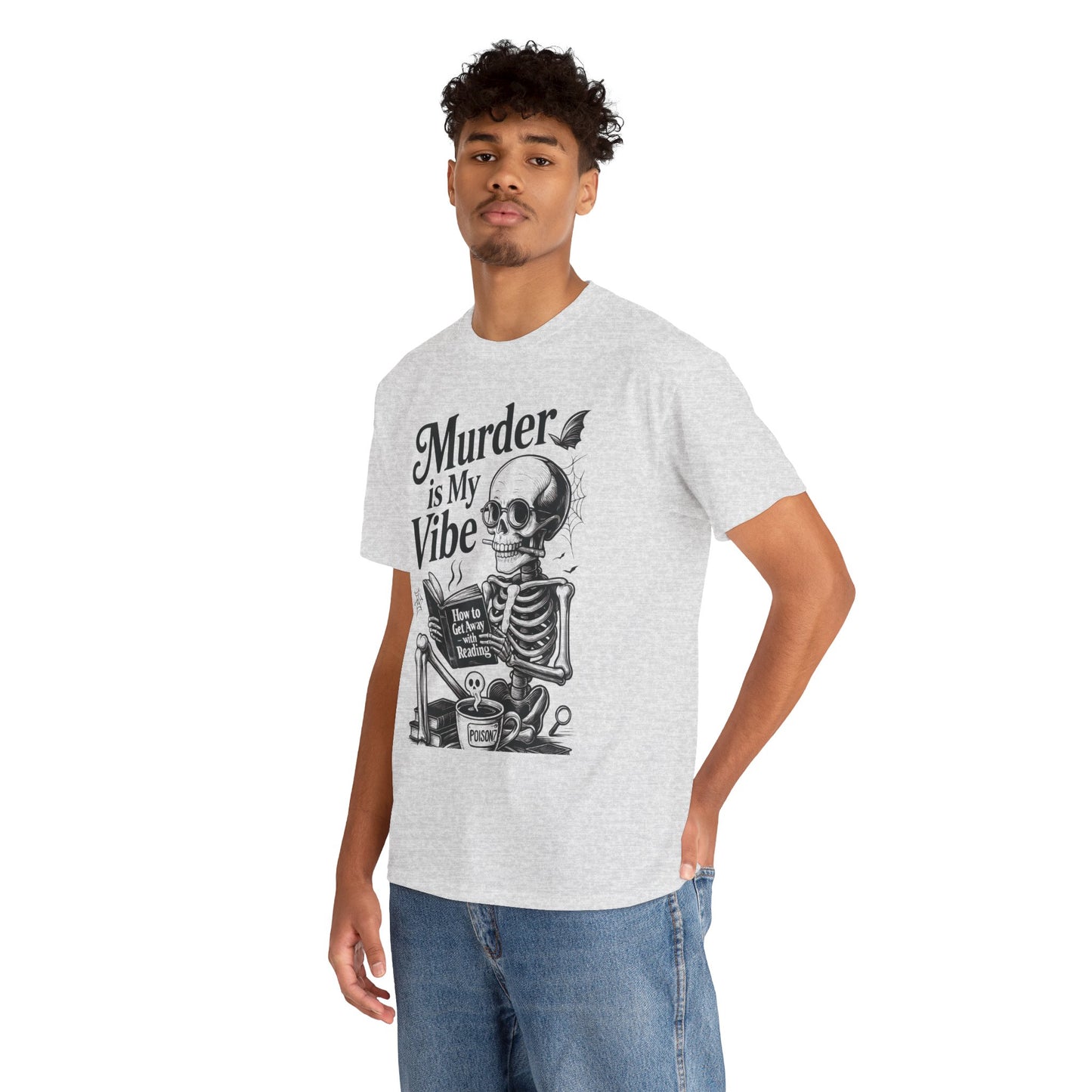 Mens Heavy Cotton Tee - "Murder is My Vibe" Graphic Shirt for Ghoulish Vibes, Halloween Fun, Spooky Season, Casual Wear, Gift for [...]