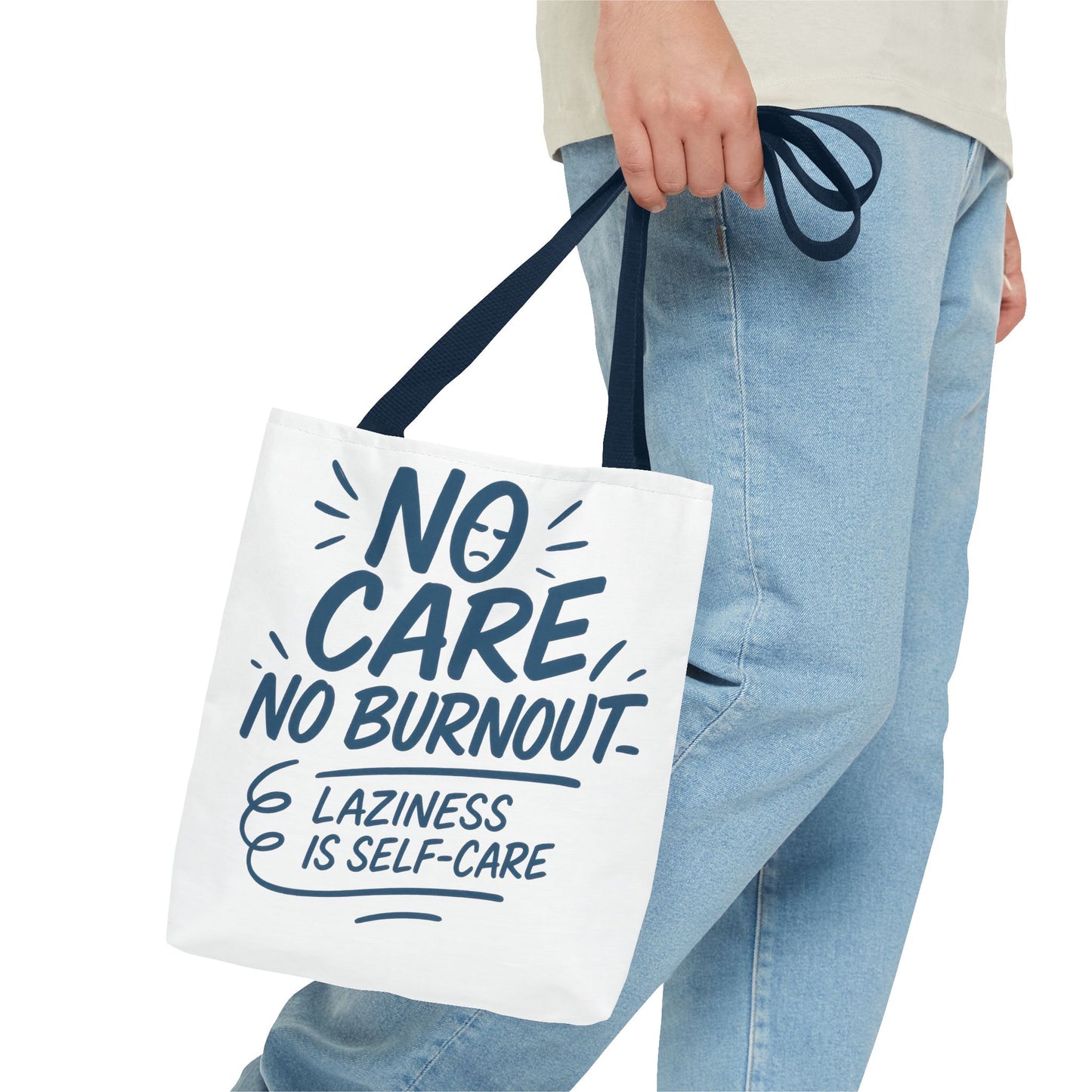 Laziness is Self-Care Funny Quote Bag, Oversized Reusable Canvas Shopping Tote, Sarcastic Self-Care Gift, Weekend Getaway, Everyday Use