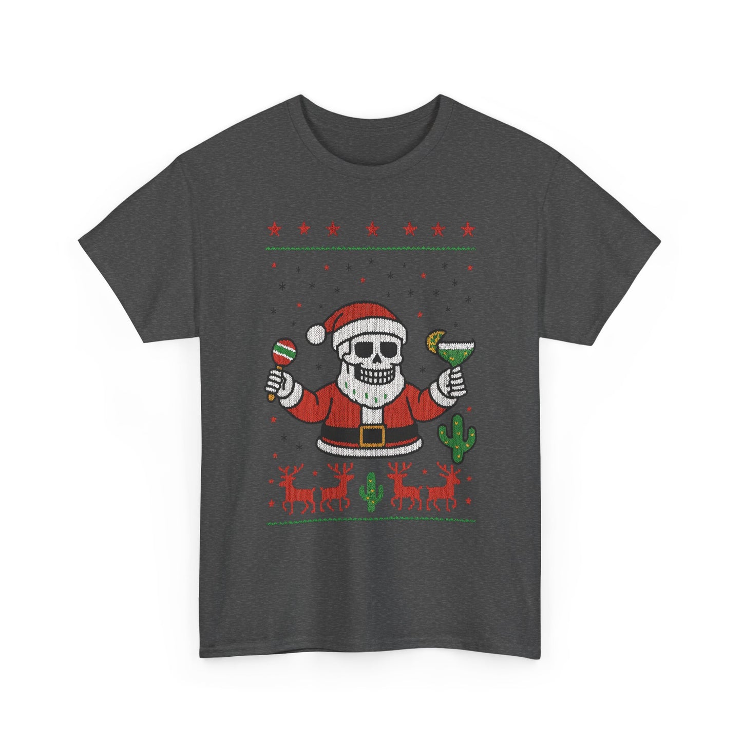 Skeleton Santa Funny Christmas T-Shirt for Men, Margarita - Maracas Holiday Tee