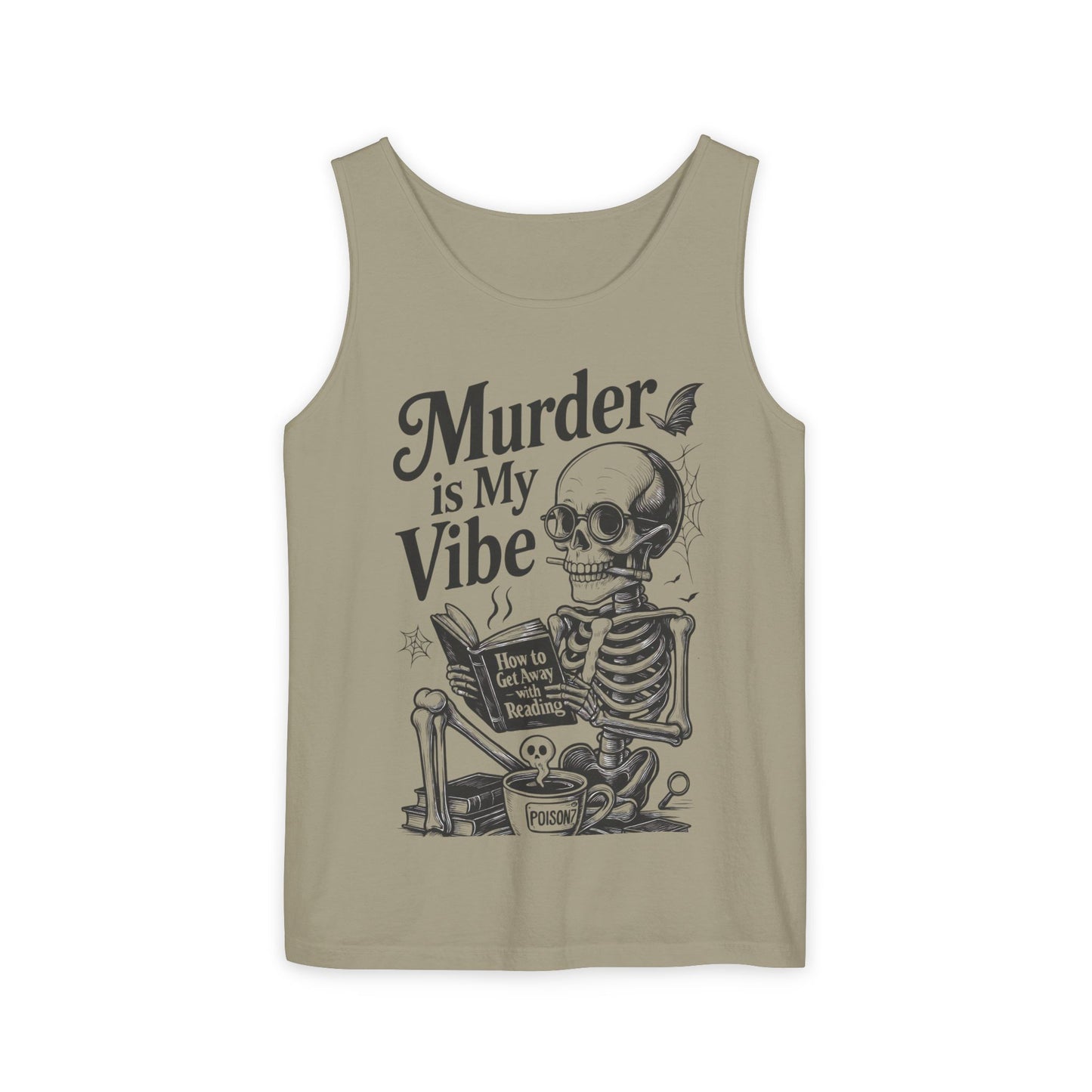 Murder Is My Vibe Tank Top, Mens Goth Tank, Halloween Clothing, Skeleton Graphic Tee, Cozy Casual Wear, Quirky Gift Idea