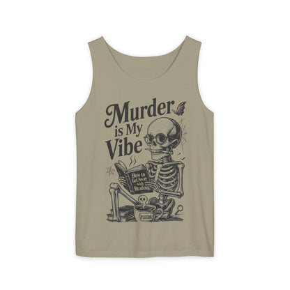 Murder Is My Vibe Tank Top, Mens Goth Tank, Halloween Clothing, Skeleton Graphic Tee, Cozy Casual Wear, Quirky Gift Idea