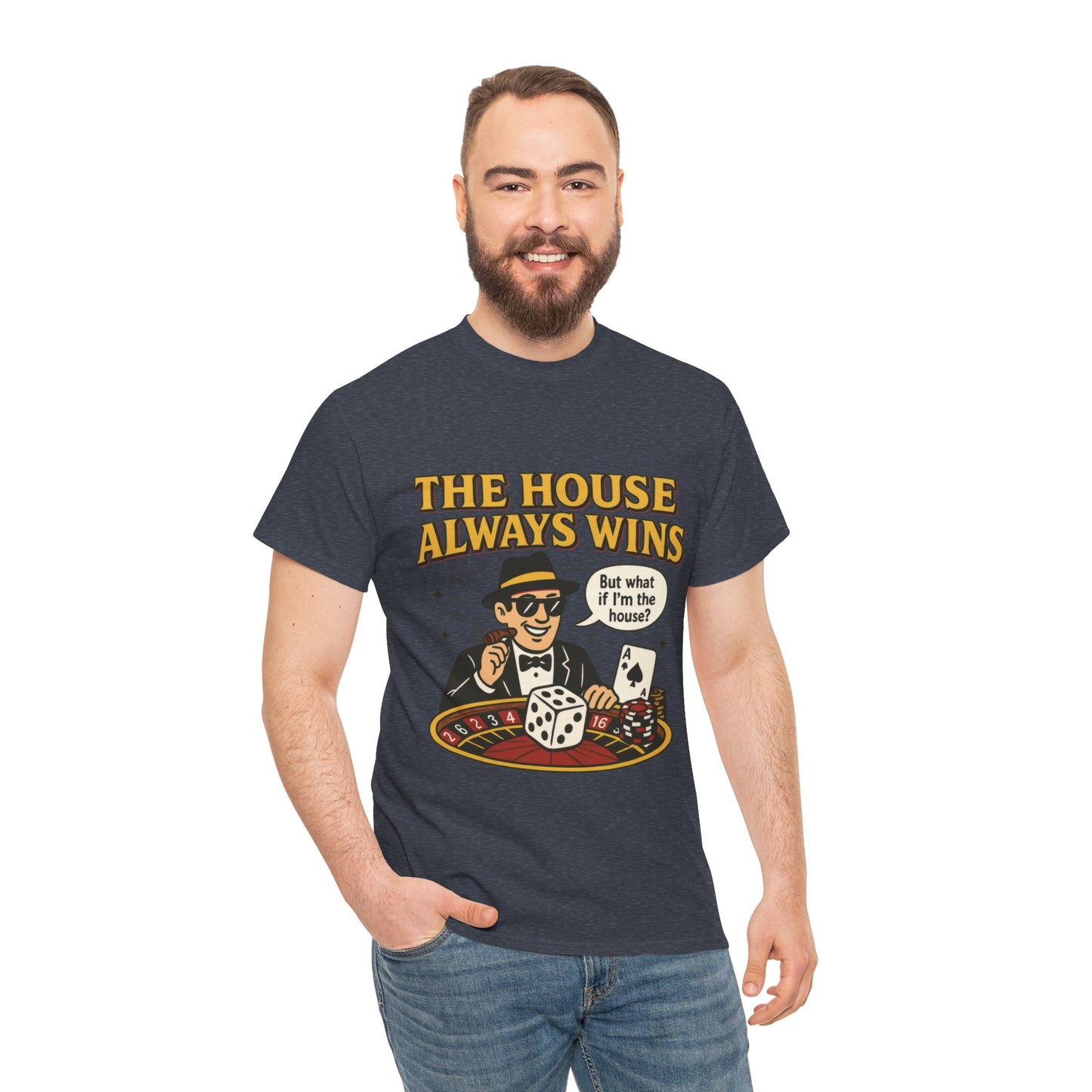 Vintage Casino Humor Unisex Tee, Funny Gambling Shirt, Gift for Gamblers, House Always Wins T-Shirt, Vegas Style Gift, Casino Quote Tee