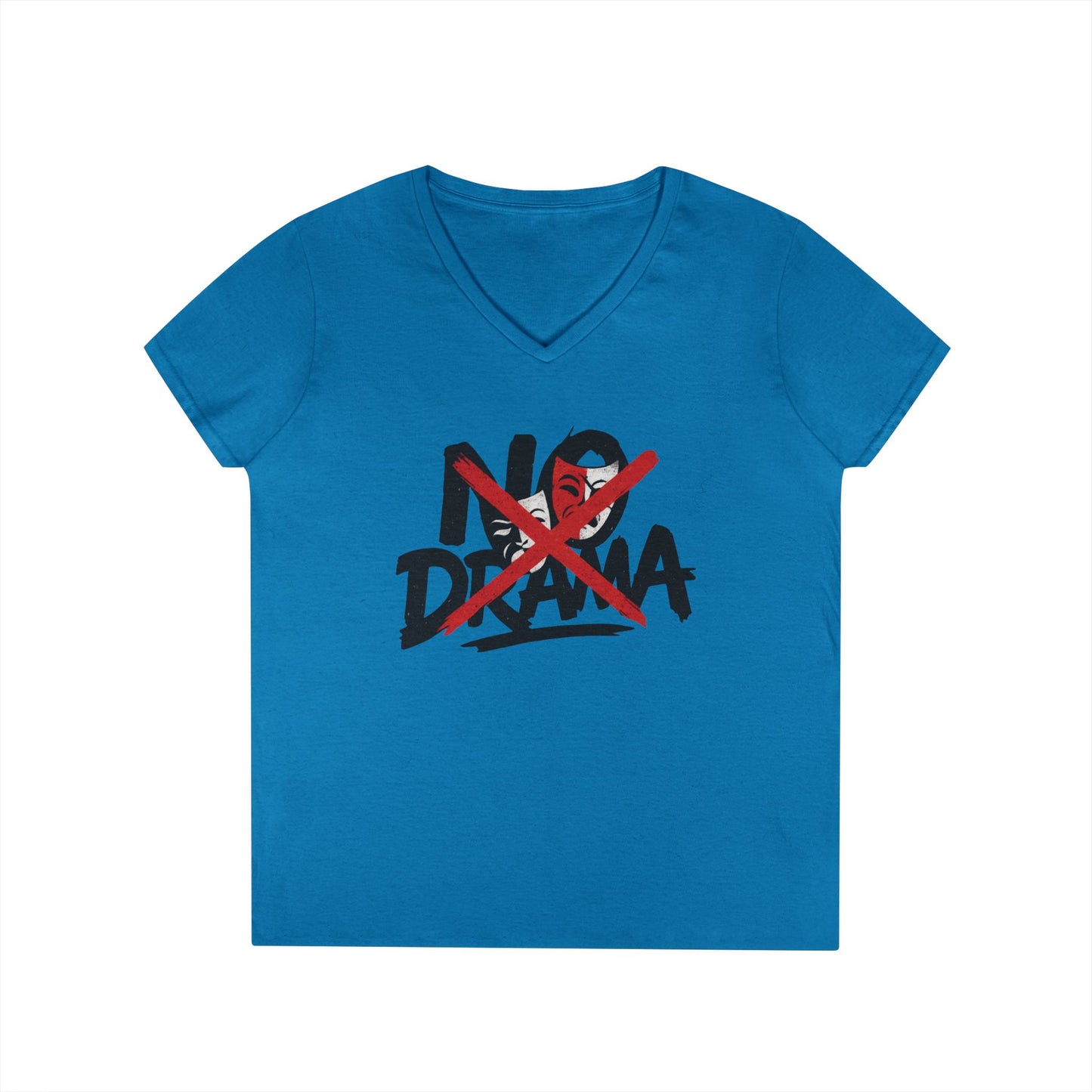 No Drama Ladies' V-Neck T-Shirt, Casual Graphic Tee, Perfect for Everyday Vibes, Gift Idea for Friends, Fun Statement Top, Mood Daily Modes
