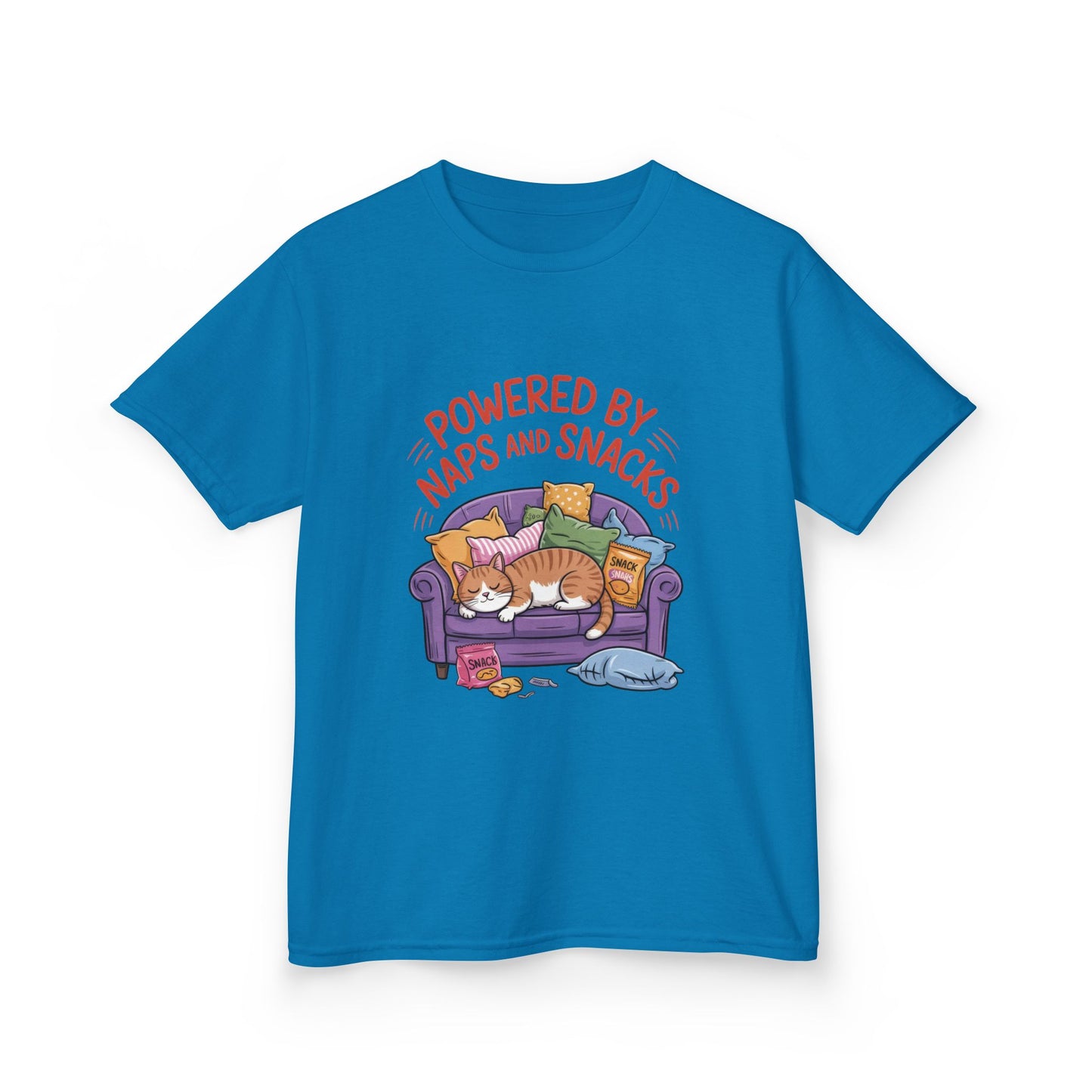Kids Powered by Naps and Snacks Tee, Funny Kids T-Shirt, Cat Lover Gift, Birthday Present, Cute Cotton Tee, Everyday Wear