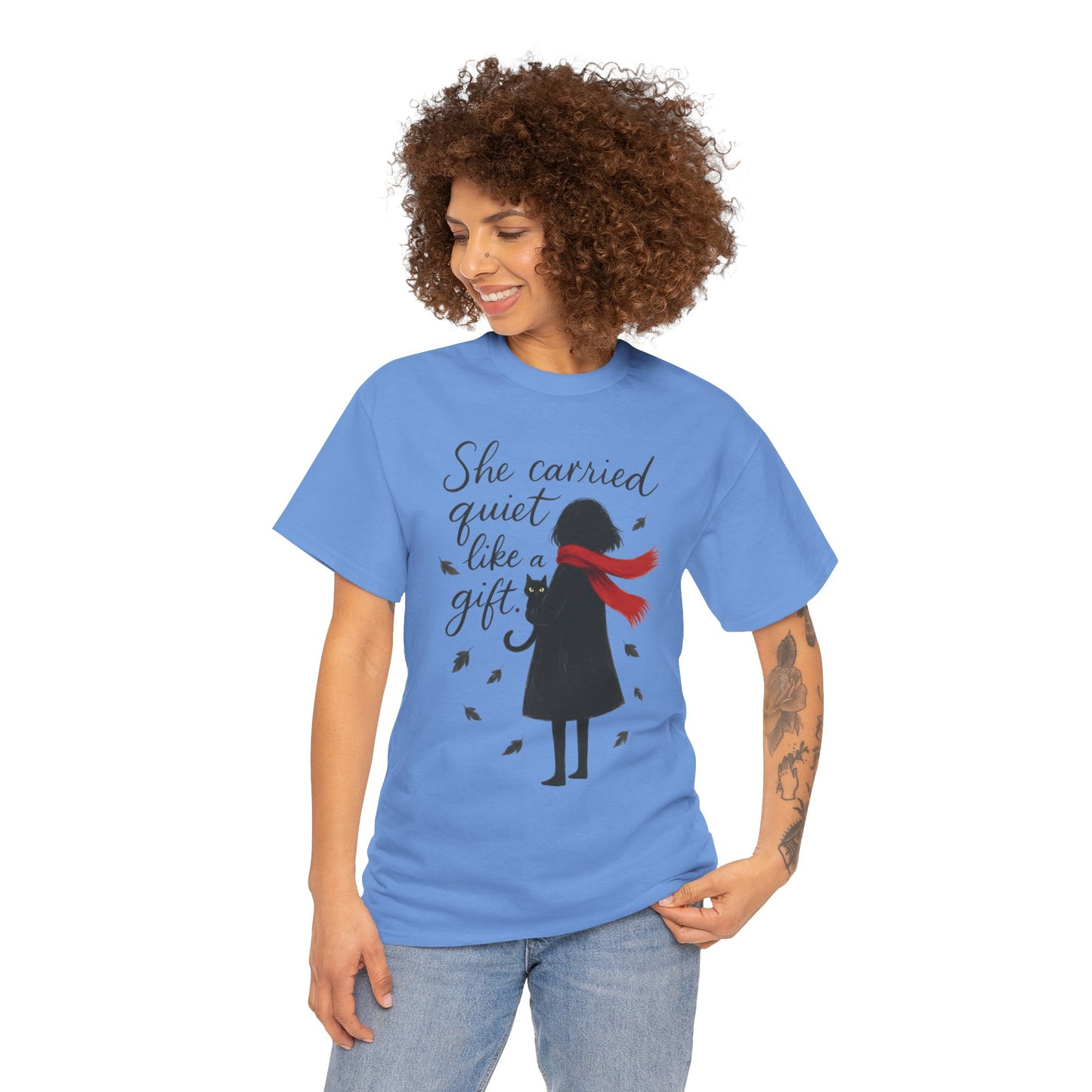 Cat Lover Womens T-Shirt, Whimsical Hand-Drawn Illustration Tee, Artistic Minimalist Gift for and Introverts, Cute Animal Apparel