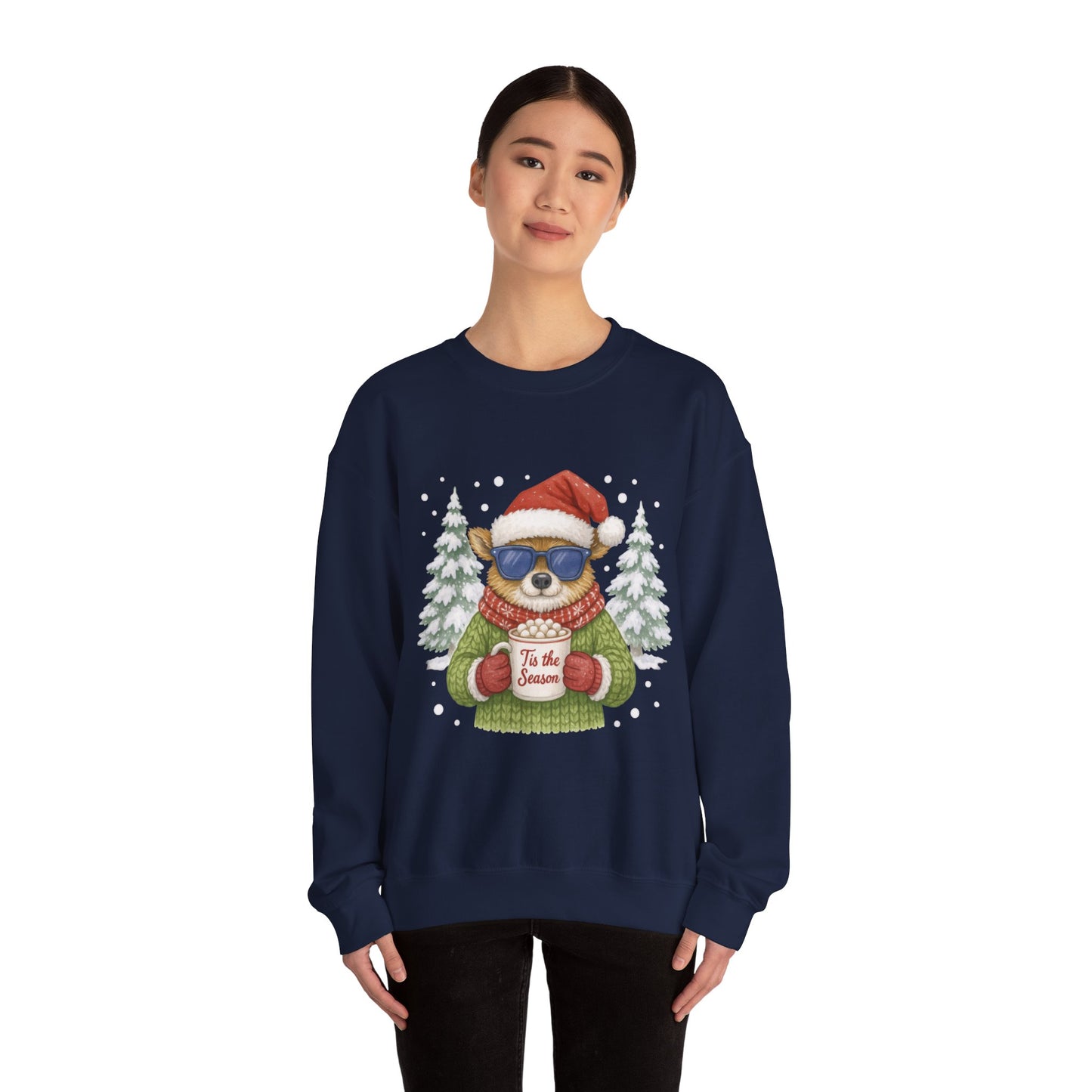 Women's Tis the Season Christmas Sweatshirt, Festive Reindeer Pullover