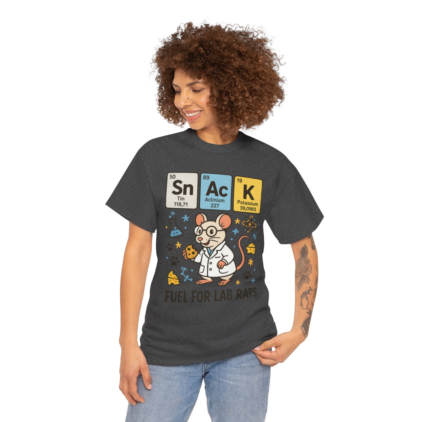Funny Womens Science T-Shirt,Periodic Table Tee, Fuel for Lab Rats Nerdy Shirt, Gifts for STEM Lovers, Quirky Science Apparel