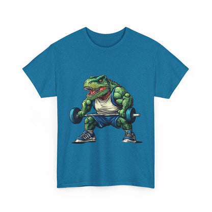 Dino Gym Tee, Muscle T-Rex Gym T-Shirt, Funny Men's Heavy Cotton T-Shirt,Fitness Gift for Gym Lovers, Cute Dinosaur Tee