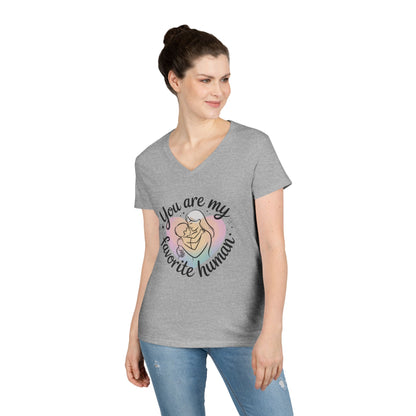 You Are My Favorite Human Mom Baby Tee, Mothers Day Gift, Pastel Heart Ladies V-Neck T-Shirt, Sentimental Mom Shirt