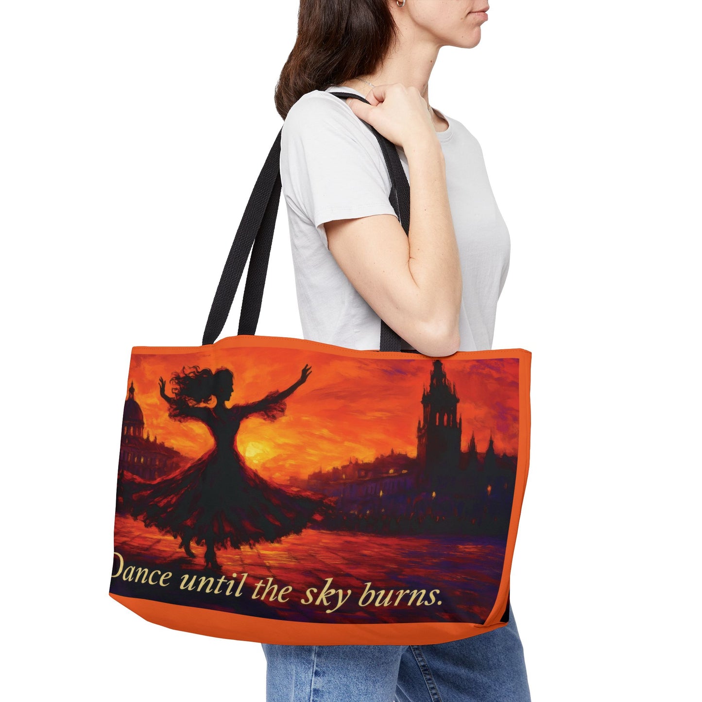 Dance Until the Sky Burns Weekender Tote Bag, Stylish Travel Bag, Beach Tote, Gym Bag, Weekend Getaway Bag