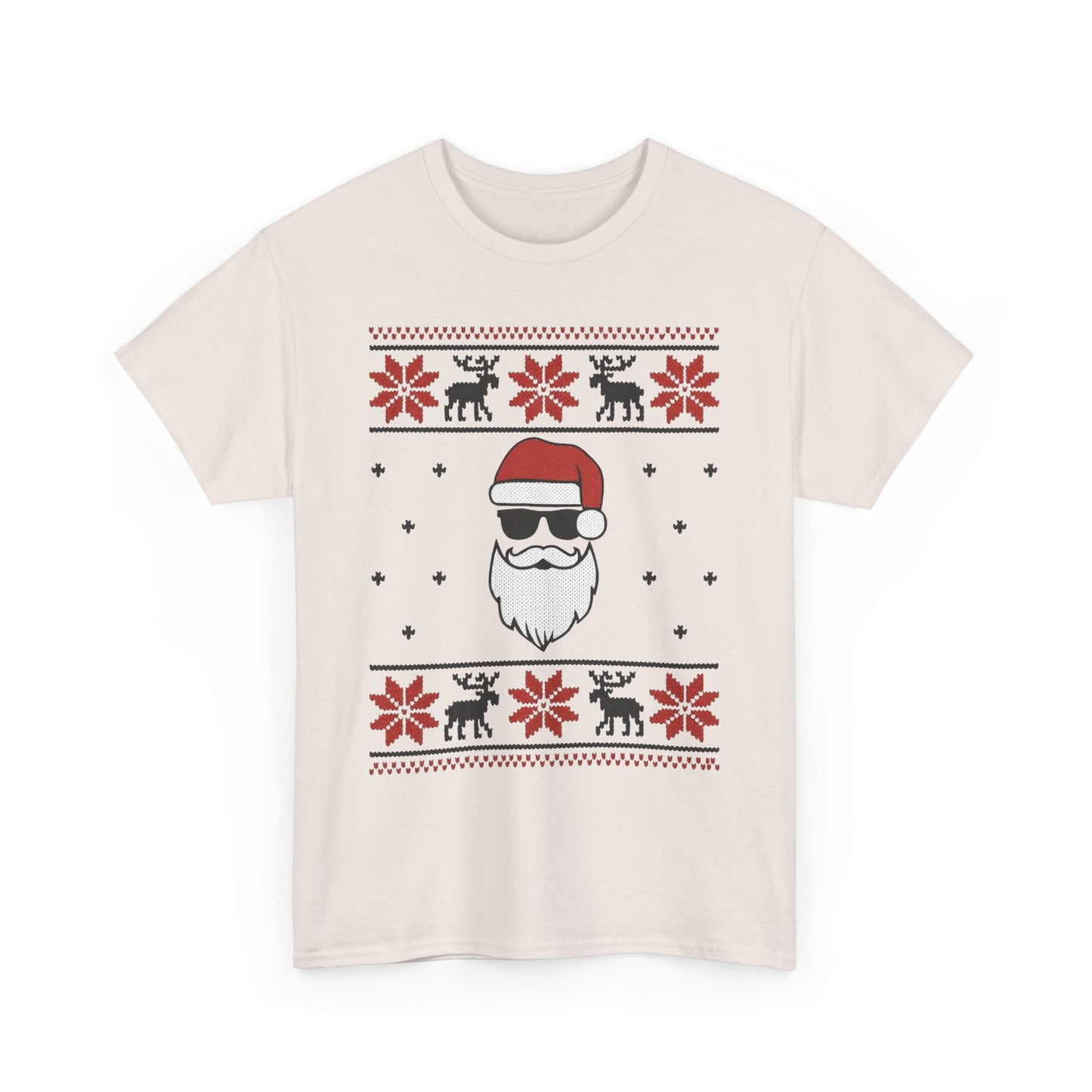 Cool Santa Men's T-Shirt, Funny Christmas Tee, Retro Knit Pattern Holiday Shirt