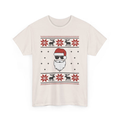 Cool Santa Men's T-Shirt, Funny Christmas Tee, Retro Knit Pattern Holiday Shirt