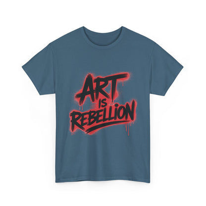 Men's Heavy Cotton Tee, Art Is Rebellion Men's T-Shirt, Graffiti Street Art Graphic Tee, Urban Skate Punk Style Shirt
