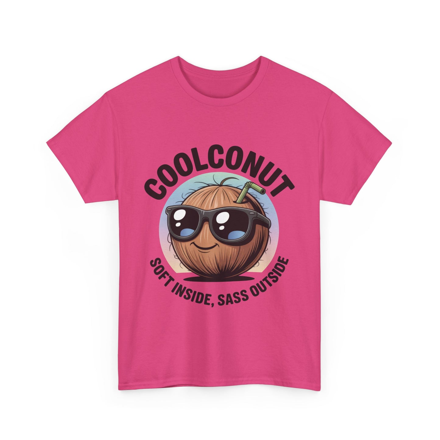 Coolconut Women's Heavy Cotton Tee, Fun Casual Shirt, Gift for Coconut Lovers, Summer Vibes Tee, Soft Inside Sass Outside Shirt