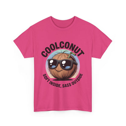 Coolconut Women's Heavy Cotton Tee, Fun Casual Shirt, Gift for Coconut Lovers, Summer Vibes Tee, Soft Inside Sass Outside Shirt