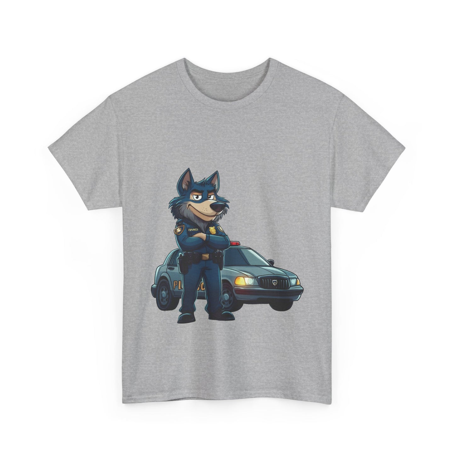 Cool Police Wolf Cartoon Shirt, Funny Cop Animal Graphic Tee,  Law Enforcement Gift T-Shirt, Tee for Dog Lovers, Gifts for Police Week