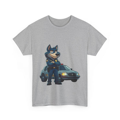 Cool Police Wolf Cartoon Shirt, Funny Cop Animal Graphic Tee,  Law Enforcement Gift T-Shirt, Tee for Dog Lovers, Gifts for Police Week