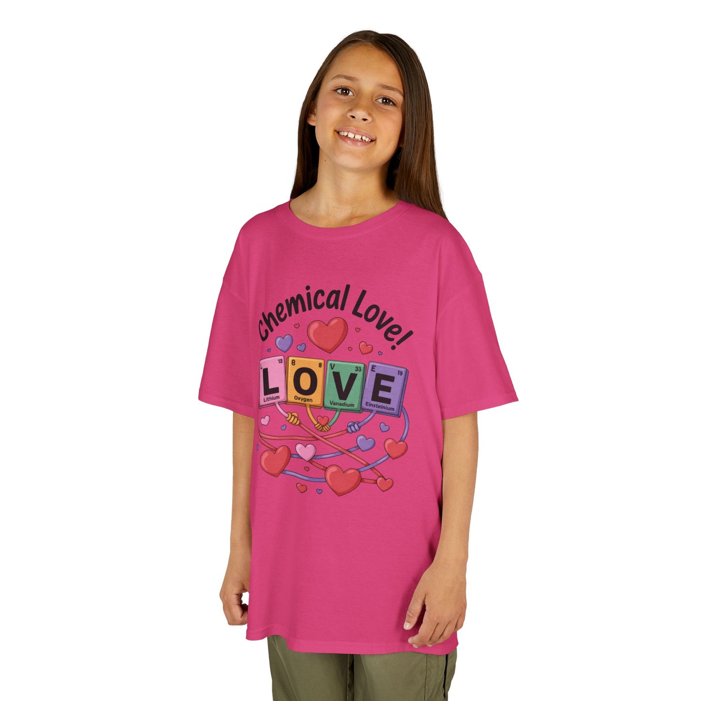 Kids Love Chemistry Girl Tee - Cute Gift for Science Lovers, Valentine's Day, Fun Classroom Wear, Adorable Kids Shirt, Colorful Kids Apparel