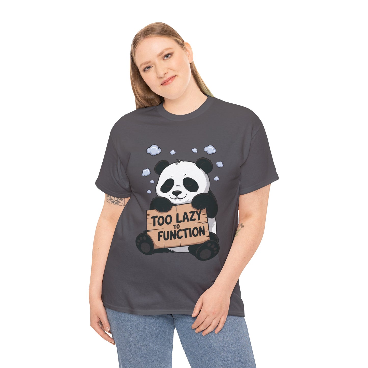 Too Lazy to Function Panda Tee, Unisex Cotton T-Shirt, Funny Shirt, Casual Wear, Gift for Sloth Lovers, Relaxed Vibe