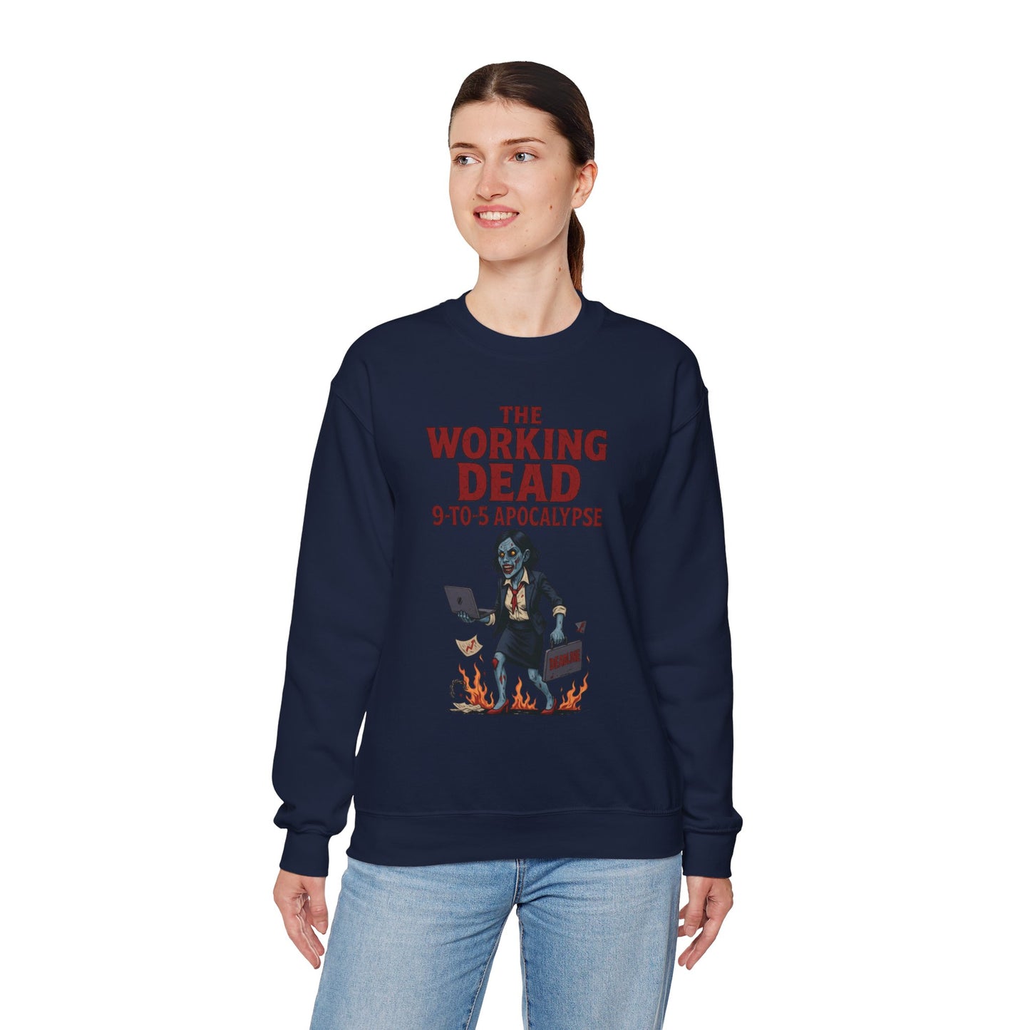 Women's The Working Dead 9-to-5 Apocalypse Sweatshirt, Funny Office Zombie Horror Pullover, Halloween Zombie Work Top