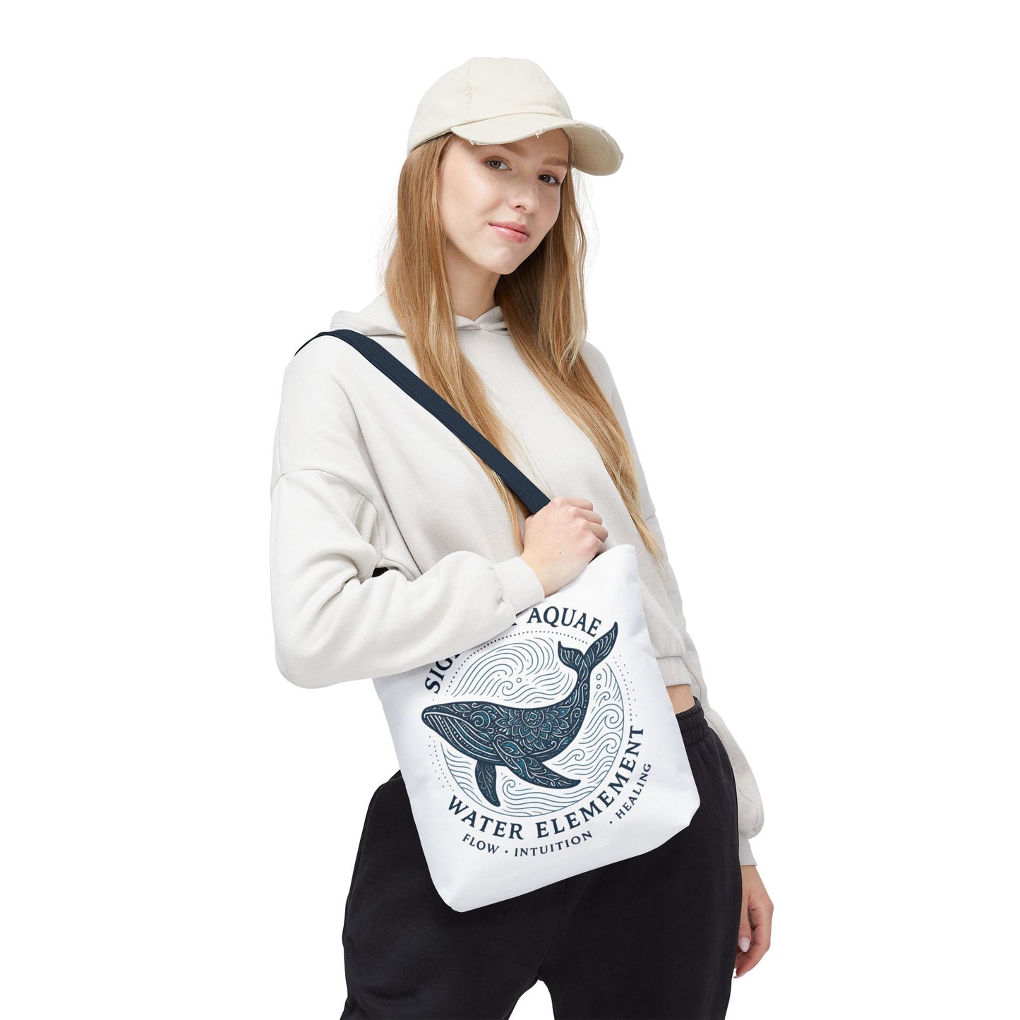 Whale Water Element Tote Bag: Spiritual Gift, Eco-Friendly, Beach Bag, Yoga Accessories, Meditation Essentials, Weekender Bag, Large Bag