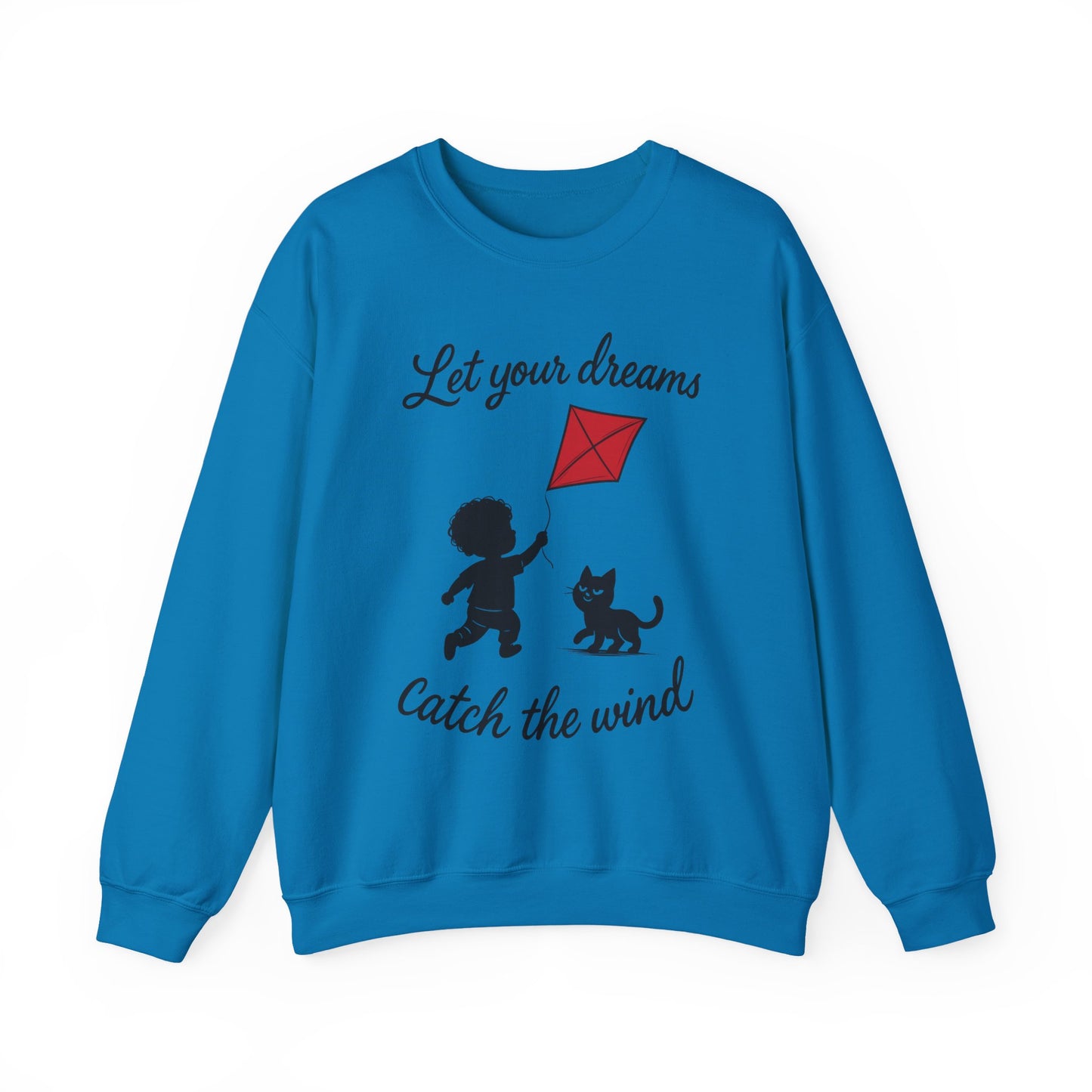 Dream Big Womens Crewneck Sweatshirt, Inspirational Gift, Cozy Lounge Wear, Cat Lover's Apparel, Kid's Motivation Sweatshirt