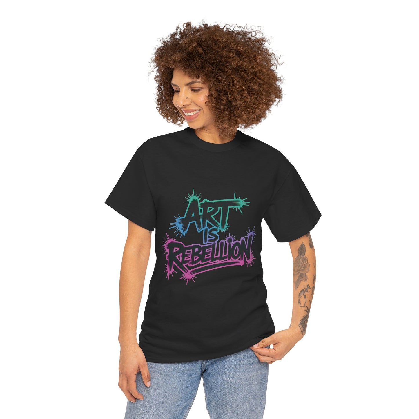Art Is Rebellion Women's Graphic T-Shirt, Graffiti Street Art Tee, Bold Rebel Statement Top
