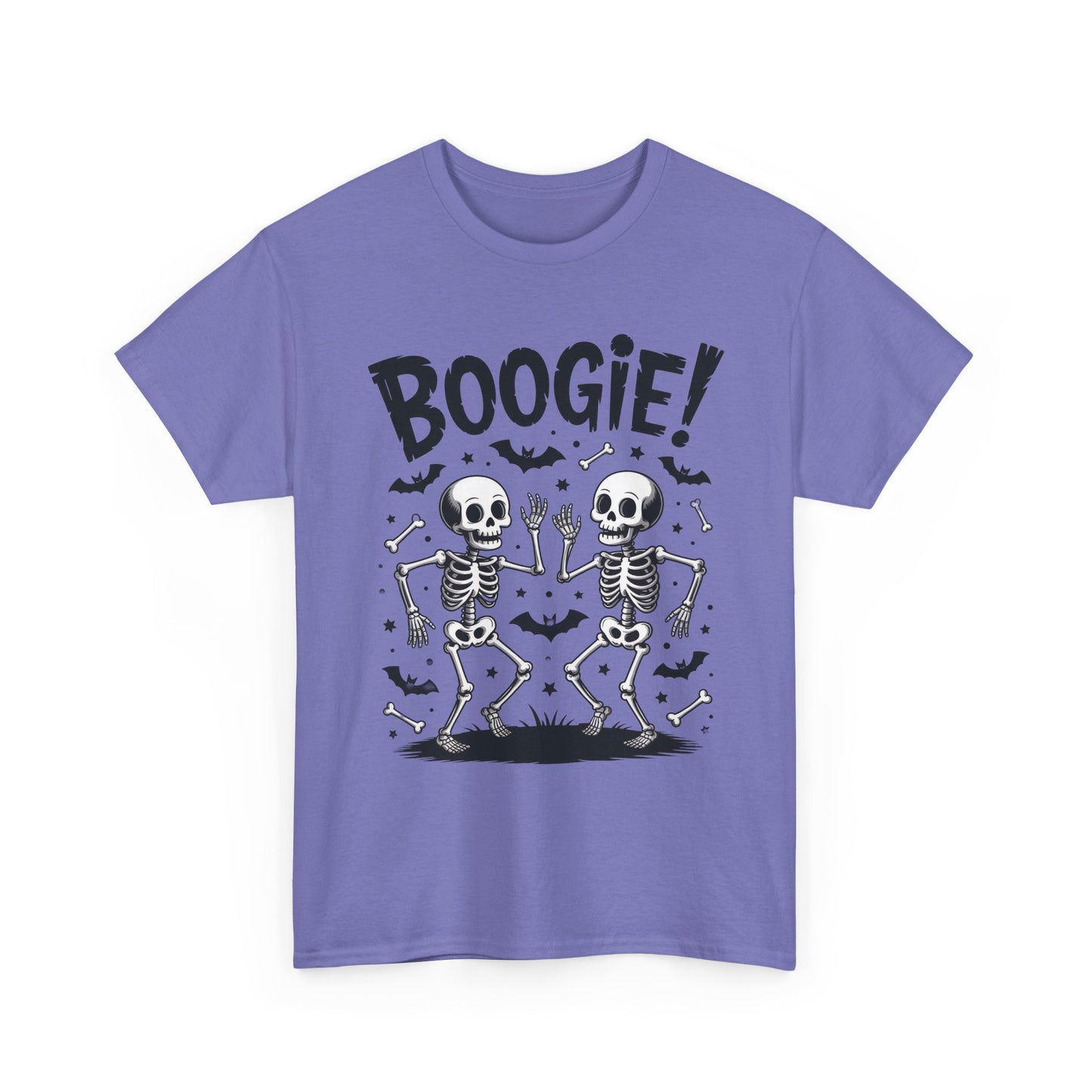 Halloween Dancing Skeletons Women's T-Shirt, BOOGIE! Funny Spooky Graphic Tee for Women, Women's Heavy Cotton Tee