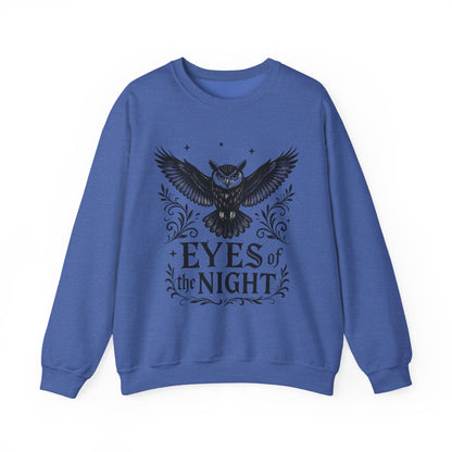 Eyes of the Night Owl Sweatshirt, Mens Dark Gothic Sweatshirt, Mysterious Owl Graphic Pullover, Forest Bird of Night Design, Halloween Gift