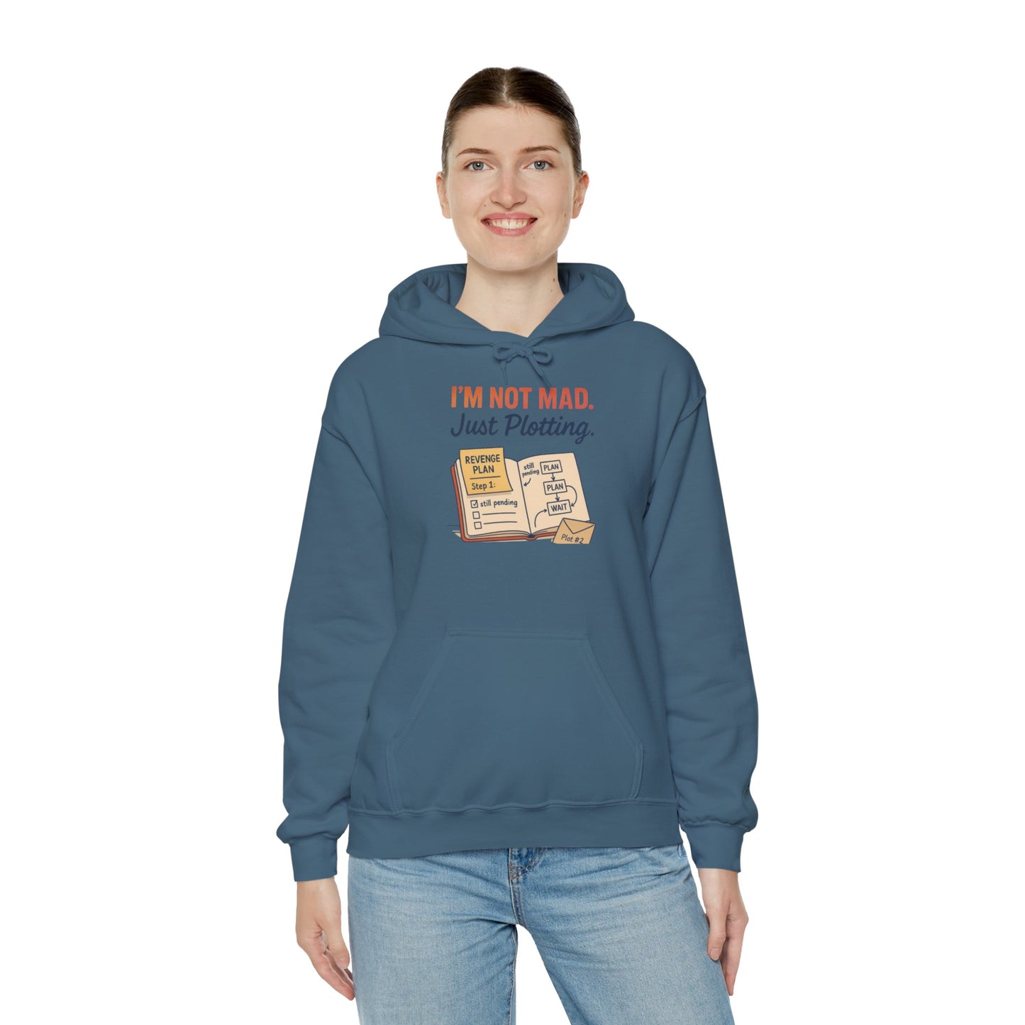Sarcastic Womens Hoodie, Im Not Mad Just Plotting, Funny Passive Aggressive Sweatshirt Gift, Plotting Humor Hooded Womens Sweatshirt