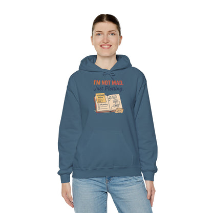 Sarcastic Womens Hoodie, Im Not Mad Just Plotting, Funny Passive Aggressive Sweatshirt Gift, Plotting Humor Hooded Womens Sweatshirt