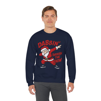 Dabbin Through The Snow Santa Men's Christmas Sweatshirt, Funny Holiday Jumper