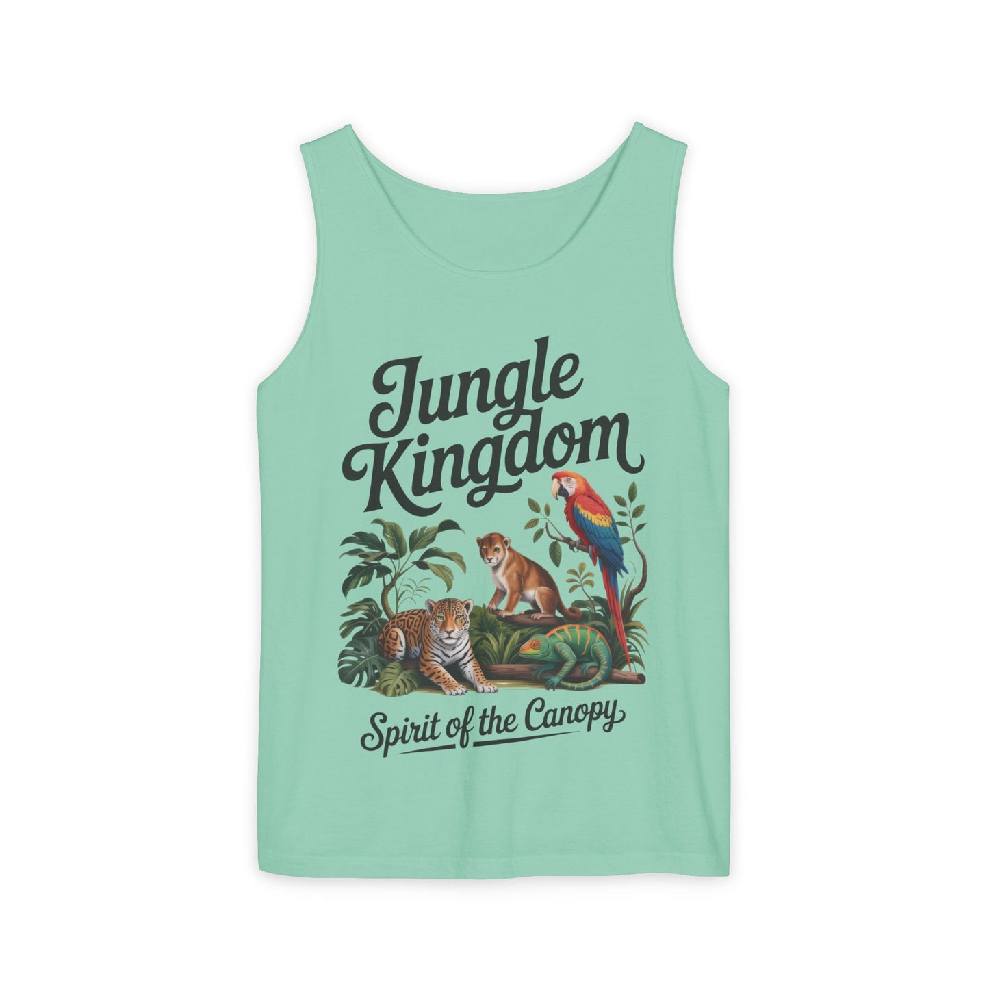 Jungle Kingdom Tank Top, Womens Garment-Dyed Sleeveless Shirt, Spirit of the Canopy Tee, Summer Outfit, Eco-Friendly Casual Wear