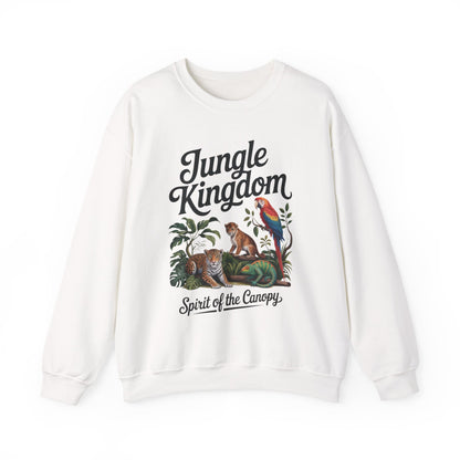 Jungle Kingdom Womens Sweatshirt, Cozy Jungle Crewneck, Nature Lover Gift, Wildlife Artwork, Eco-Conscious Apparel, Animal Enthusiast Clothing