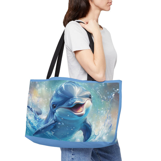 Dolphin Weekender Tote Bag, Beach Bag, Travel Tote, Summer Accessory, Gift for Ocean Lovers, Pool Party Essential