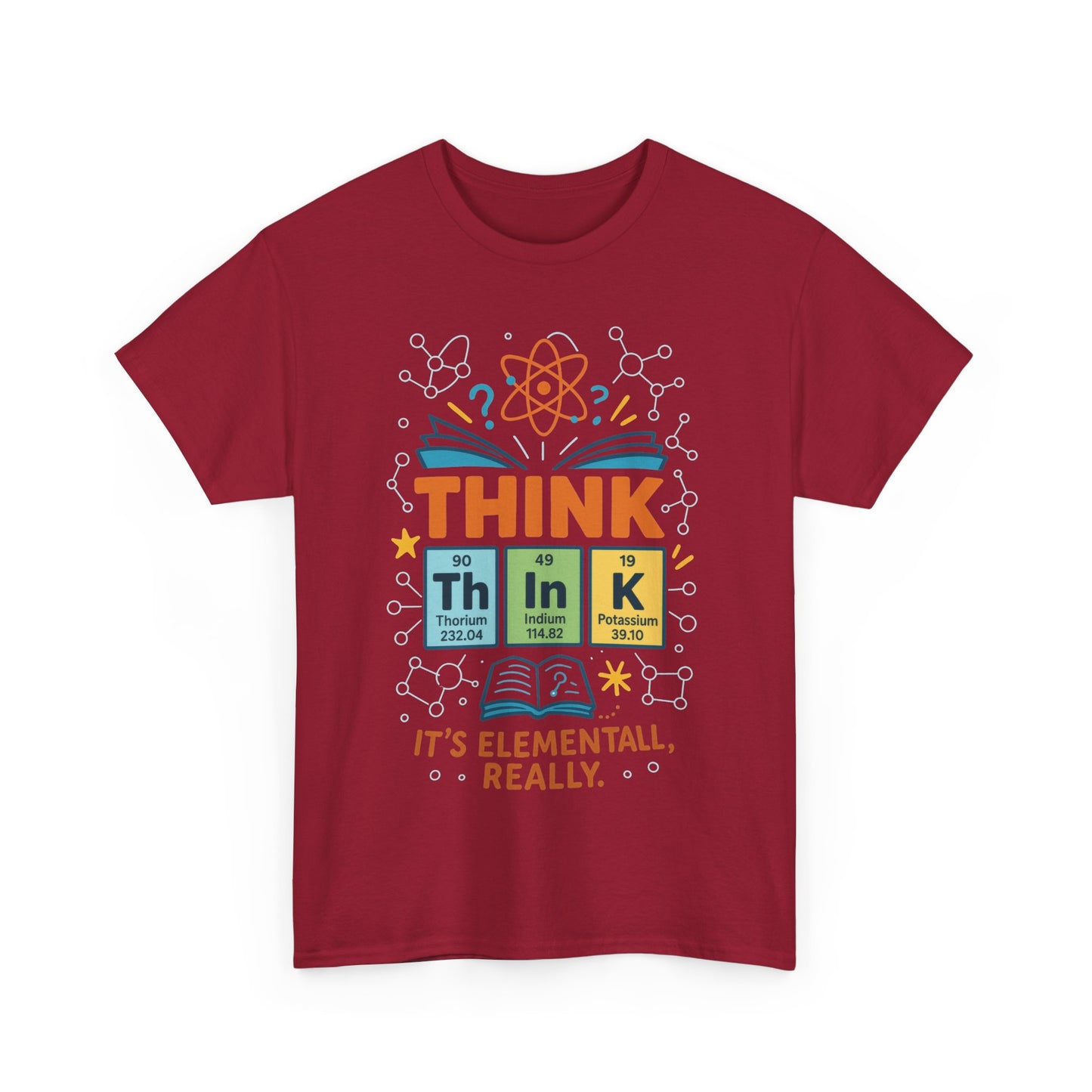 Funny Mens Science T-Shirt, THINK Element Periodic Table Shirt, Smart Geek Nerd Tee for Him, Ideal for Science Lovers, Geeky Apparel