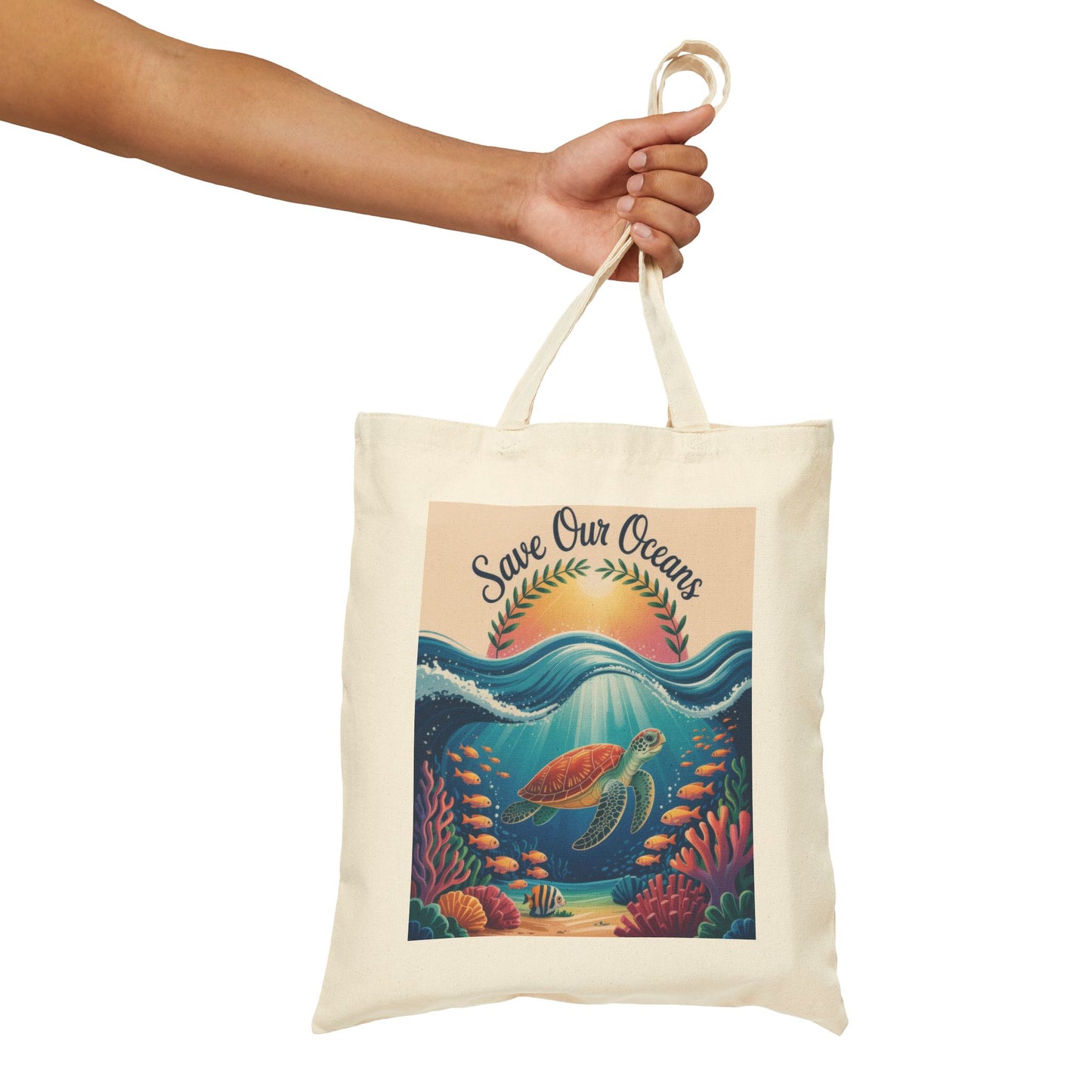 Eco-Friendly Ocean Conservation Tote Bag, Reusable Grocery Bag, Beach Bag, Gift for Ocean Lovers, Summer Accessories