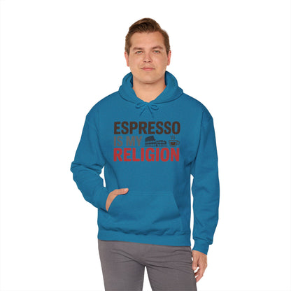 Mens Heavy Blend™ Hooded Sweatshirt, Espresso Is My Religion Coffee Rome Mens Hoodie