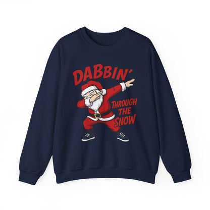 Dabbin Through The Snow Santa Men's Christmas Sweatshirt, Funny Holiday Jumper
