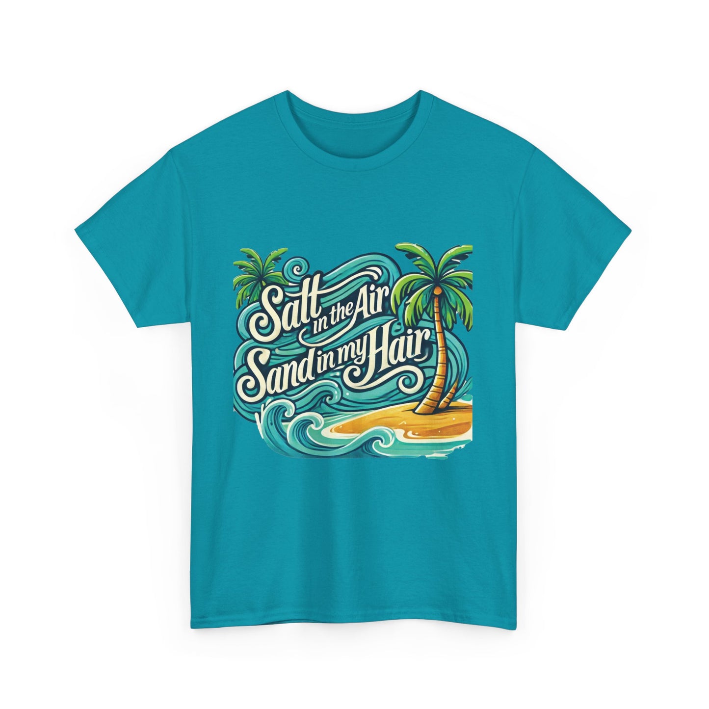 Salt in the Air Sand in My Hair Shirt, Beach Summer Vibes Graphic T-Shirt, Tropical Ocean Palm Design, Ocean-Themed Shirt, Gift Beach Lovers