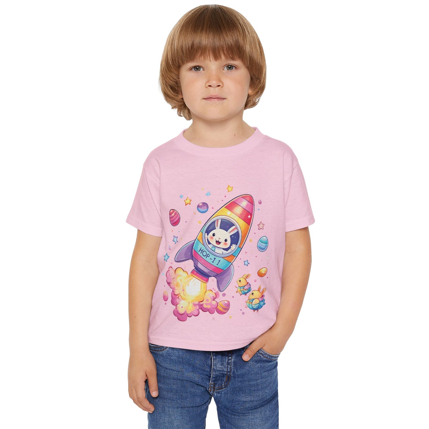 Easter Astronaut Bunny Toddler T-Shirt - Cute Rocket Bunny Space Tee for Kids, Fun Outer Space Easter Gift, Cotton Spring Shirt, Bunny Tee